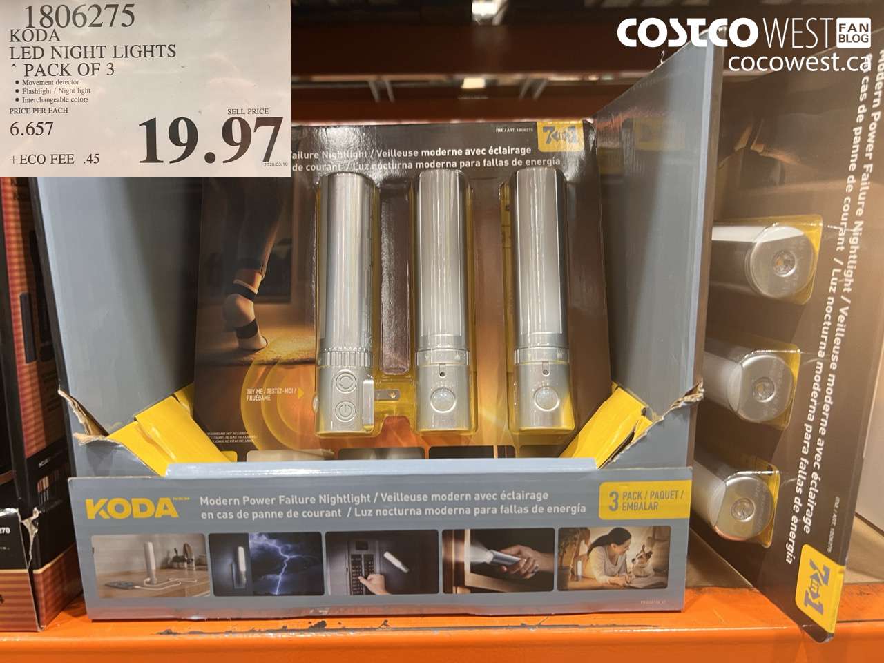 1806275 KODA LED NIGHT LIGHTS PACK OF 3 $19.97