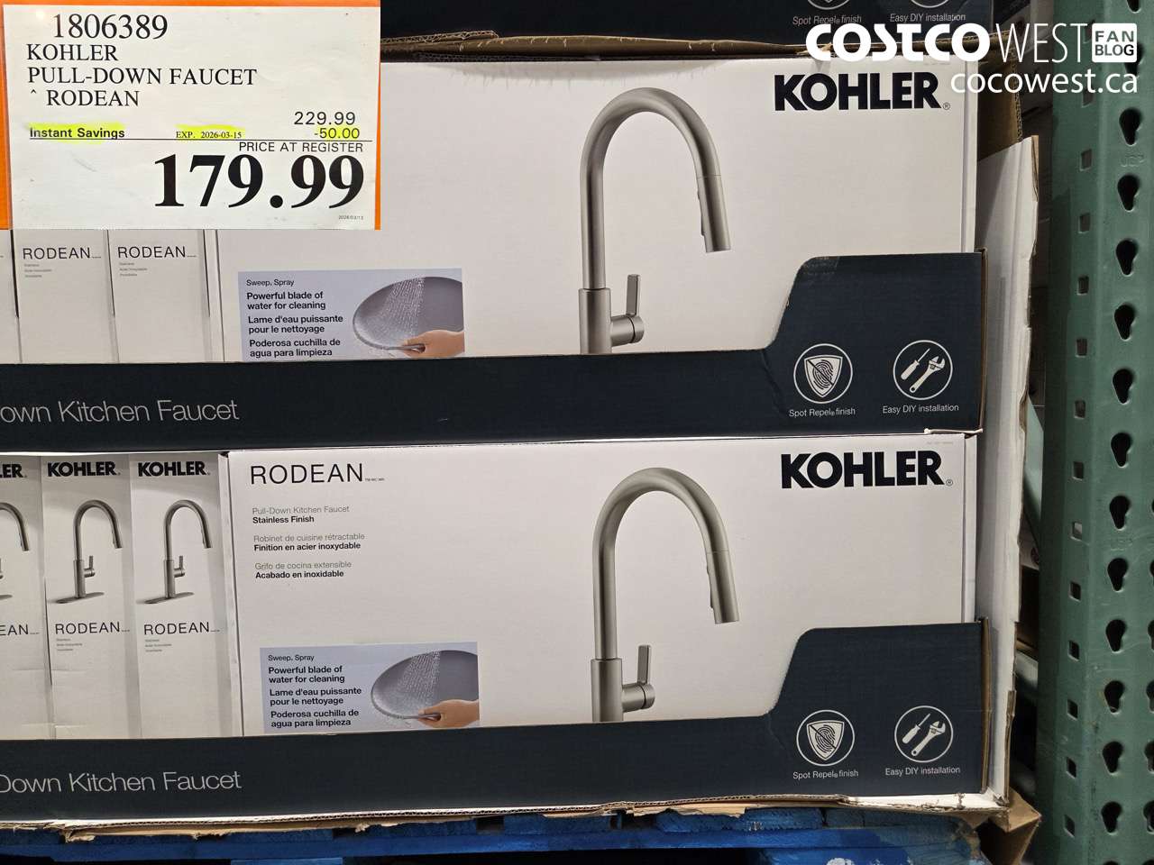 1806389 KOHLER PULL-DOWN FAUCET RODEAN ($50.00 INSTANT SAVINGS EXPIRES ON 2026-03-15) $179.99