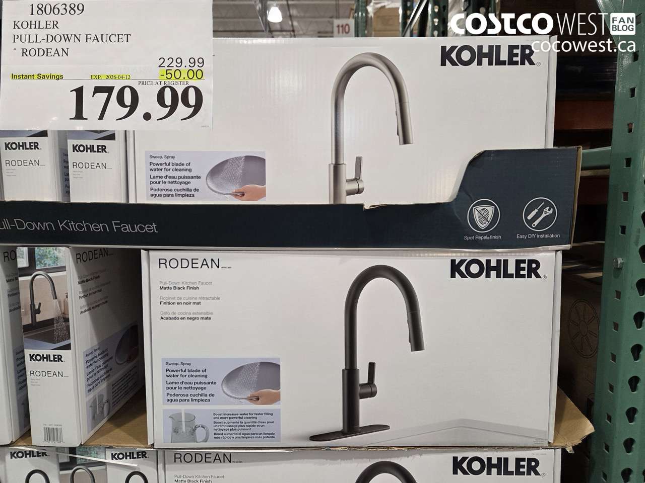 1806389 KOHLER PULL-DOWN FAUCET RODEAN ($50.00 INSTANT SAVINGS EXPIRES ON 2026-04-12) $179.99