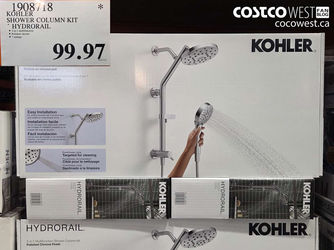 1908718 KOHLER SHOWER COLUMN KIT HYDRORAIL $99.97