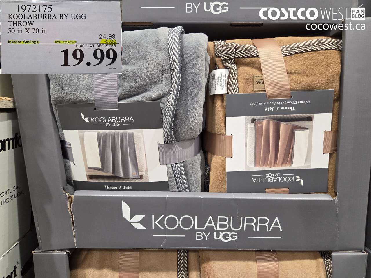 1972175 KOOLABURRA BY UGG THROW 50 IN X 70 IN ($5.00 INSTANT SAVINGS EXPIRES ON 2026-03-08) $19.99