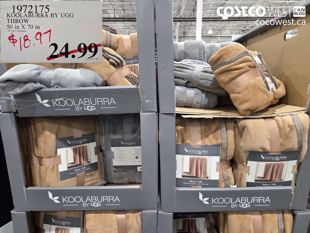 1972175 KOOLABURRA BY UGG THROW 50 IN X 70 IN $18.97