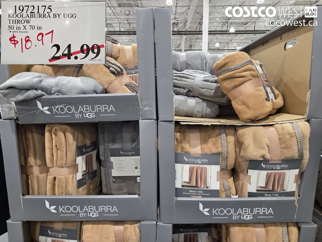 1972175 KOOLABURRA BY UGG THROW 50 IN X 70 IN $18.97