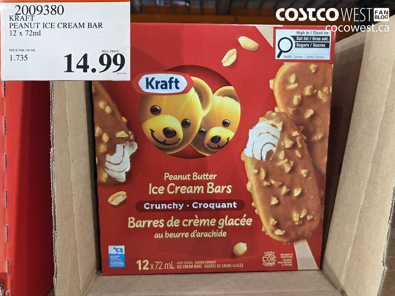 2009380 KRAFT PEANUT ICE CREAM BAR 12 X 72ML $14.99