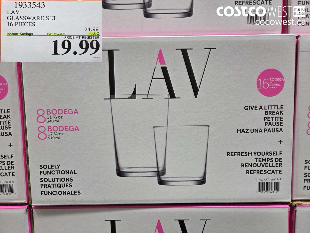 1933543 LAV GLASSWARE SET 16 PIECES ($5.00 INSTANT SAVINGS EXPIRES ON 2026-03-08) $19.99