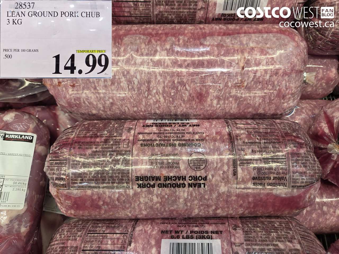 28537 LEAN GROUND PORK CHUB 3 KG $14.99
