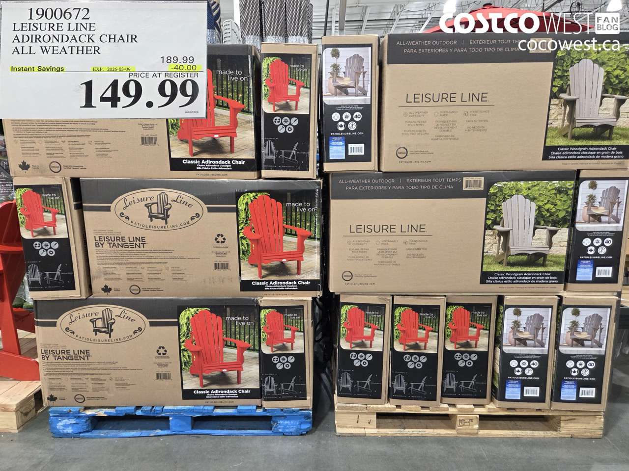 1900672 LEISURE LINE ADIRONDACK CHAIR ALL WEATHER ($40.00 INSTANT SAVINGS EXPIRES ON 2026-03-09) $149.99