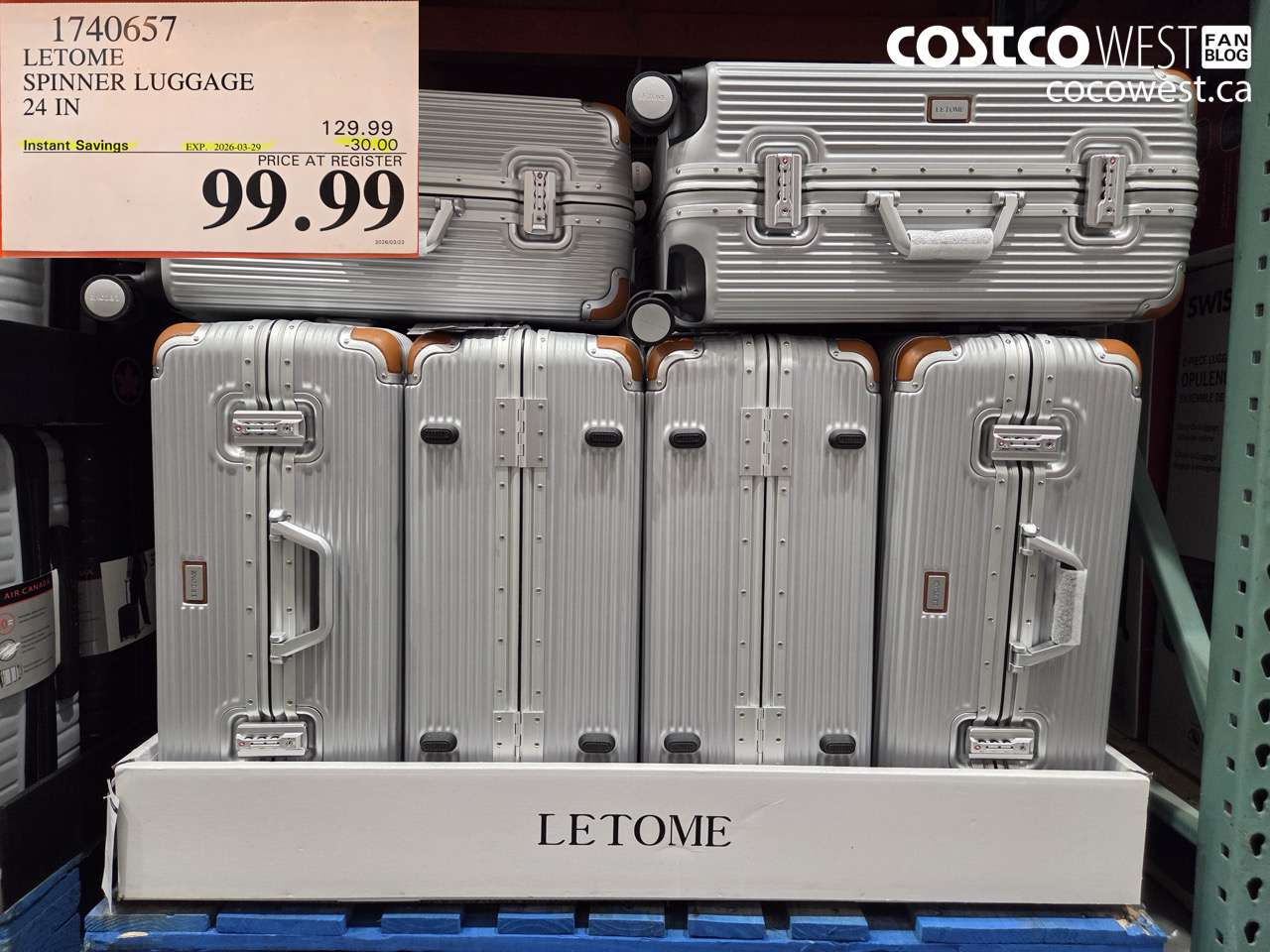 1740657 LETOME SPINNER LUGGAGE 24 IN ($30.00 INSTANT SAVINGS EXPIRES ON 2026-03-29) $99.99