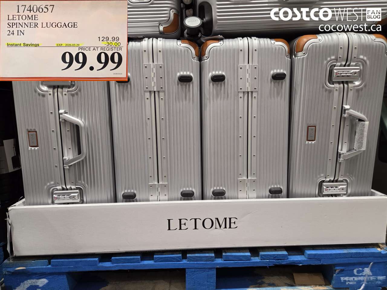 1740657 LETOME SPINNER LUGGAGE 24 IN ($30.00 INSTANT SAVINGS EXPIRES ON 2026-03-29) $99.99