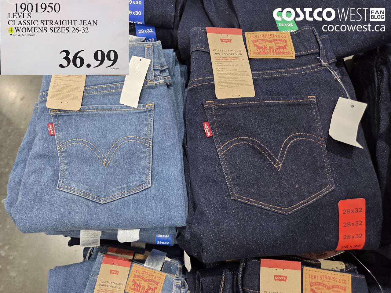 1901950 LEVI'S CLASSIC STRAIGHT JEAN WOMENS SIZES 26-32 $36.99