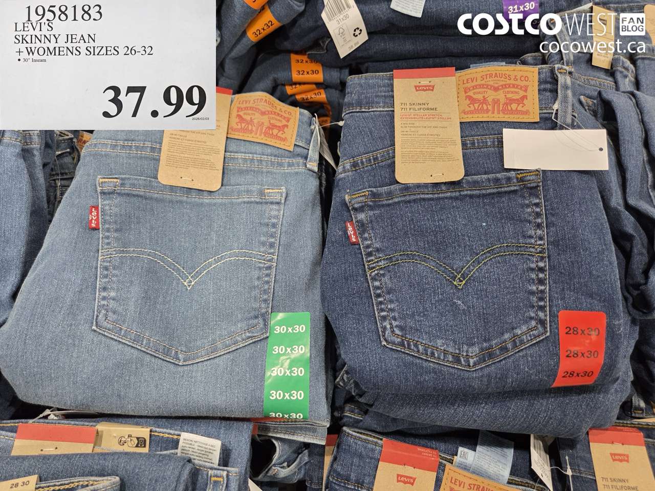 1958183 LEVI'S SKINNY JEAN + WOMENS SIZES 26-32 $37.99