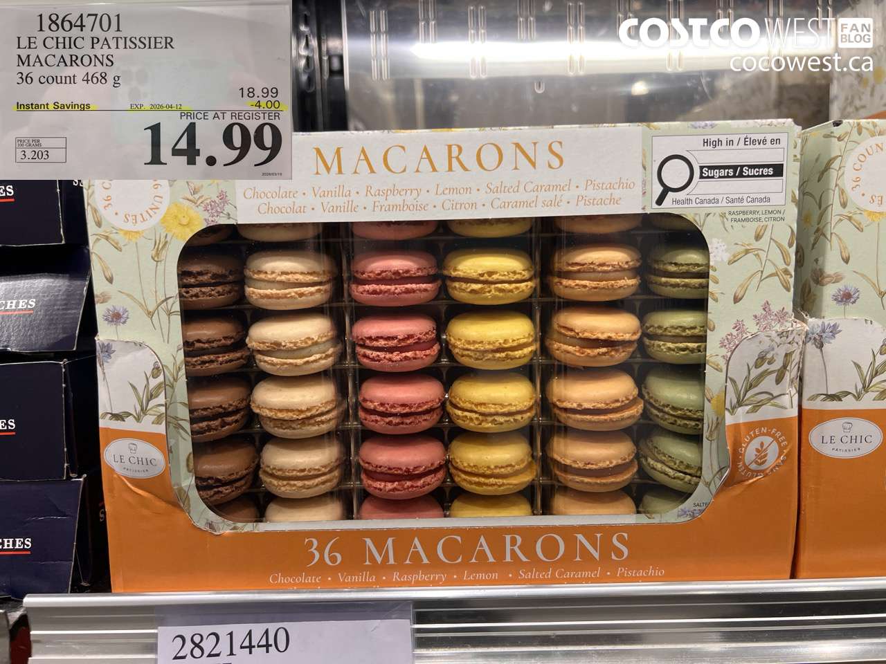 1864701 LE CHIC PATISSIER MACARONS 36 COUNT 468 G ($4.00 INSTANT SAVINGS EXPIRES ON 2026-04-12) $14.99