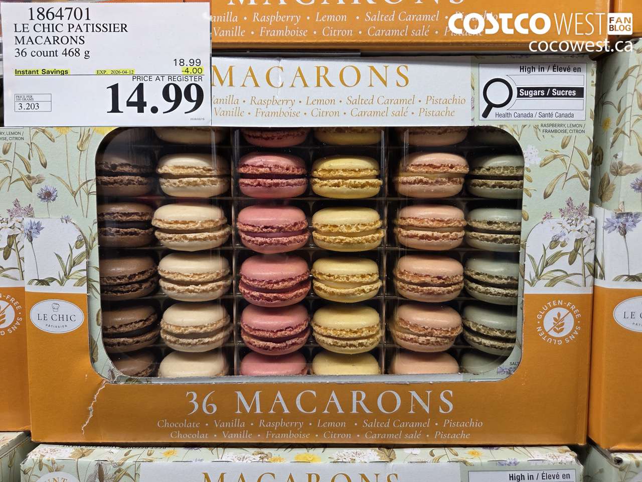 1864701 LE CHIC PATISSIER MACARONS 36 COUNT 468 G ($4.00 INSTANT SAVINGS EXPIRES ON 2026-04-12) $14.99