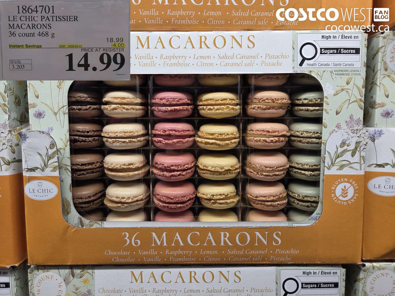 1864701 LE CHIC PATISSIER MACARONS 36 COUNT 468 G ($4.00 INSTANT SAVINGS EXPIRES ON 2026-04-12) $14.99