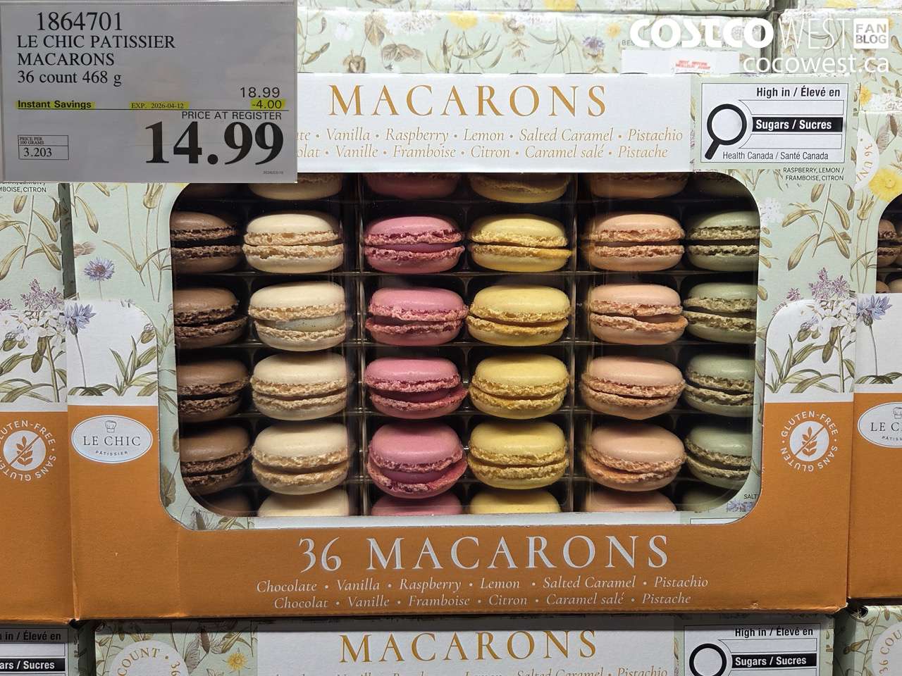 1864701 LE CHIC PATISSIER MACARONS 36 COUNT 468 G ($4.00 INSTANT SAVINGS EXPIRES ON 2026-04-12) $14.99