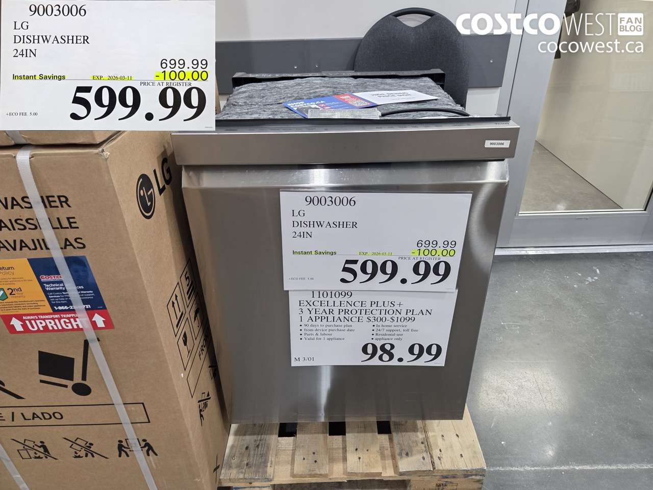 9003006 LG DISHWASHER 24IN ($100.00 INSTANT SAVINGS EXPIRES ON 2026-03-11) $599.99