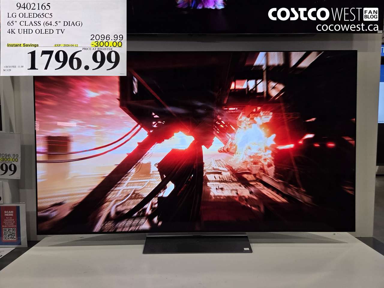9402165 LG OLED65C5 65 CLASS (64.5 DIAG) 4K UHD OLED TV ($300.00 INSTANT SAVINGS EXPIRES ON 2026-04-12) $1796.99