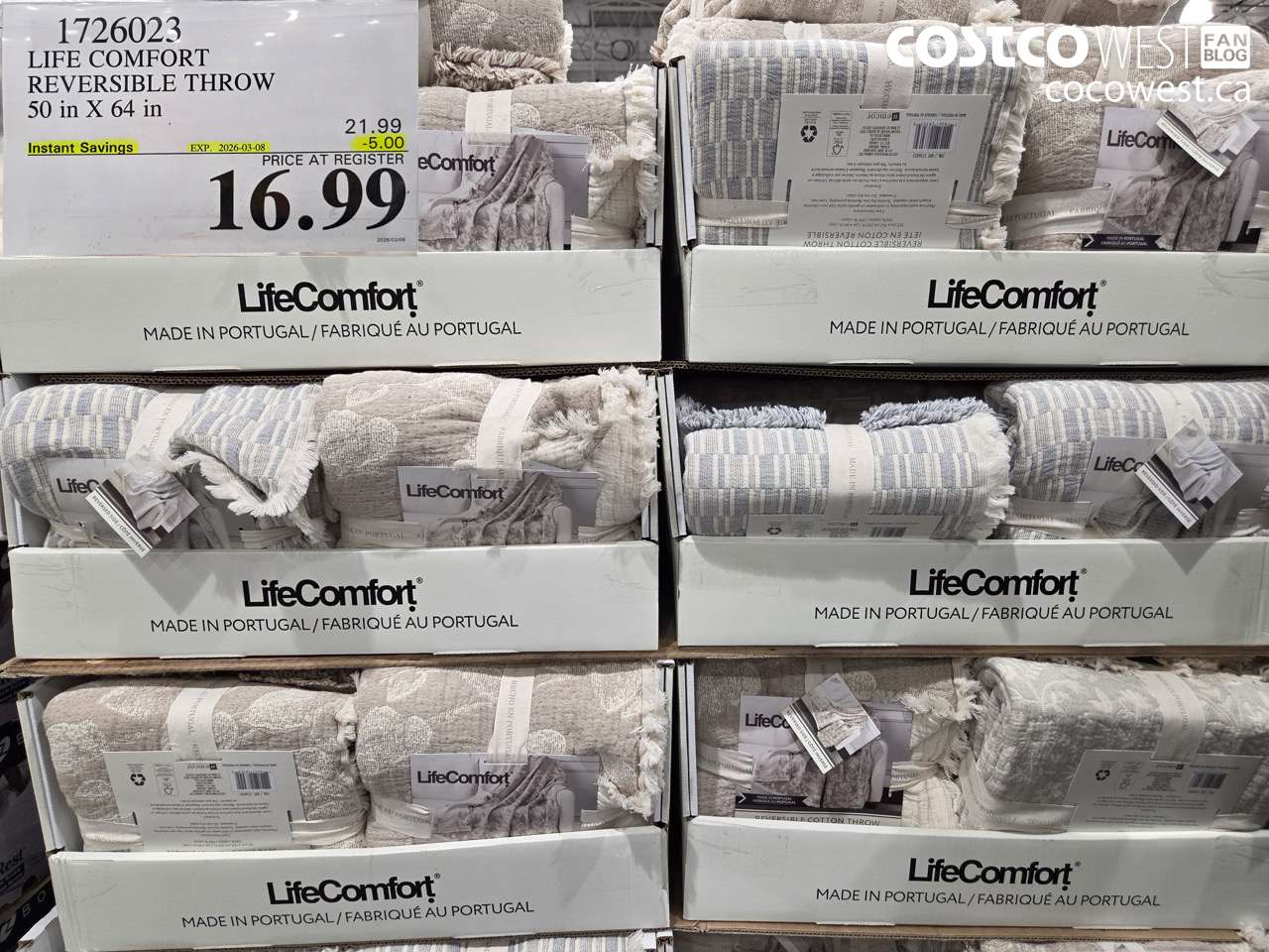 1726023 LIFE COMFORT REVERSIBLE THROW 50 IN X 64 IN ($5.00 INSTANT SAVINGS EXPIRES ON 2026-03-08) $16.99