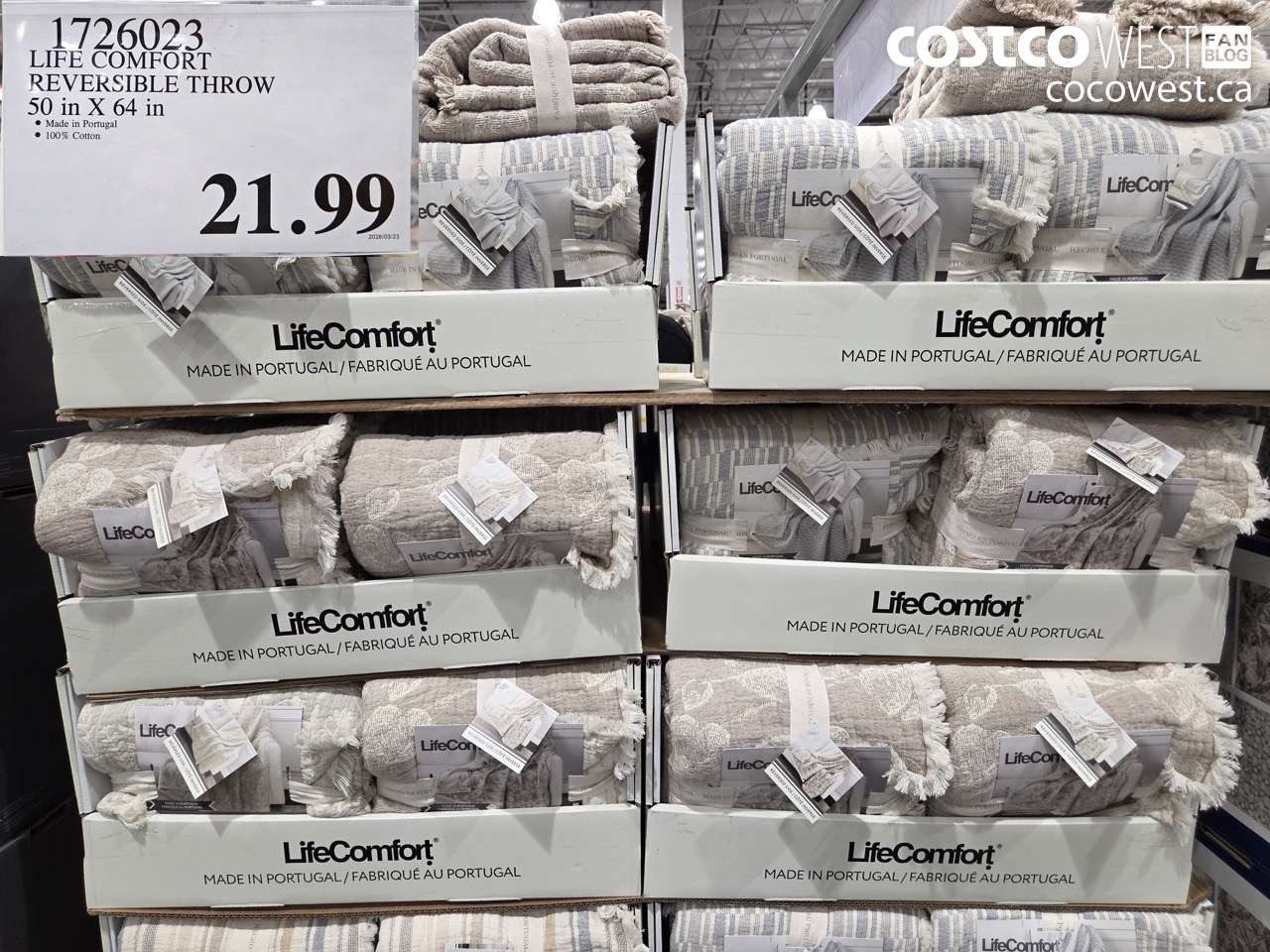 1726023 LIFE COMFORT REVERSIBLE THROW 50 IN X 64 IN $21.99