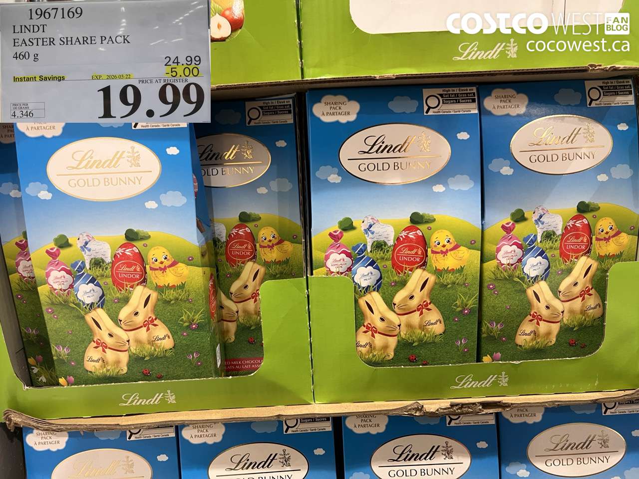 1967169 LINDT EASTER SHARE PACK 460G ($5.00 INSTANT SAVINGS EXPIRES ON 2026-03-22) $19.99