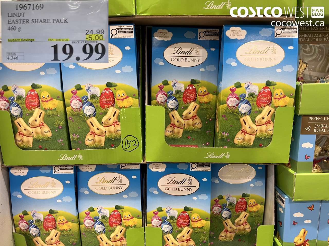 1967169 LINDT EASTER SHARE PACK 460 G ($5.00 INSTANT SAVINGS EXPIRES ON 2023-03-22) $19.99