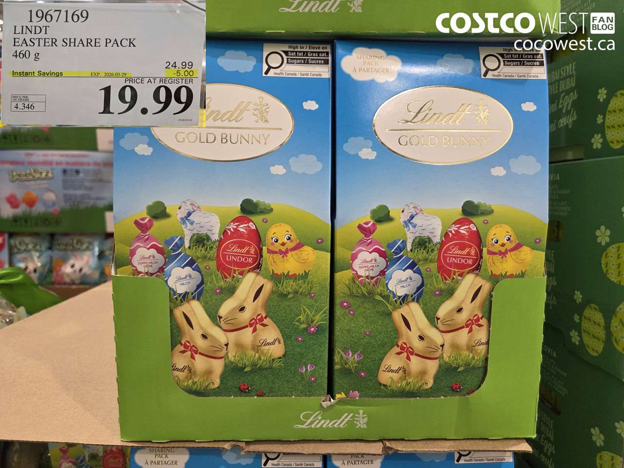 1967169 LINDT EASTER SHARE PACK 460 G ($5.00 INSTANT SAVINGS EXPIRES ON 2026-03-29) $19.99