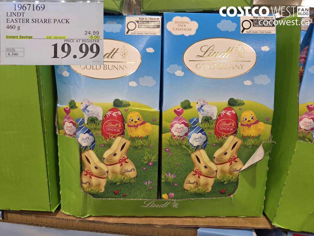 1967169 LINDT EASTER SHARE PACK 460 G ($5.00 INSTANT SAVINGS EXPIRES ON 2026-04-05) $19.99