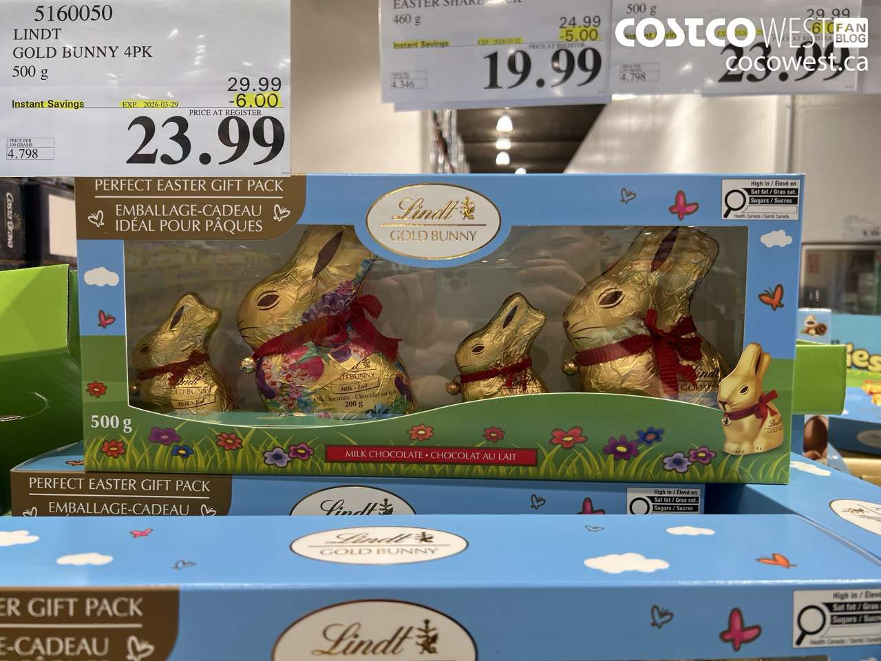 5160050 LINDT GOLD BUNNY 4PK 500 G ($6.00 INSTANT SAVINGS EXPIRES ON 2026-03-29) $23.99