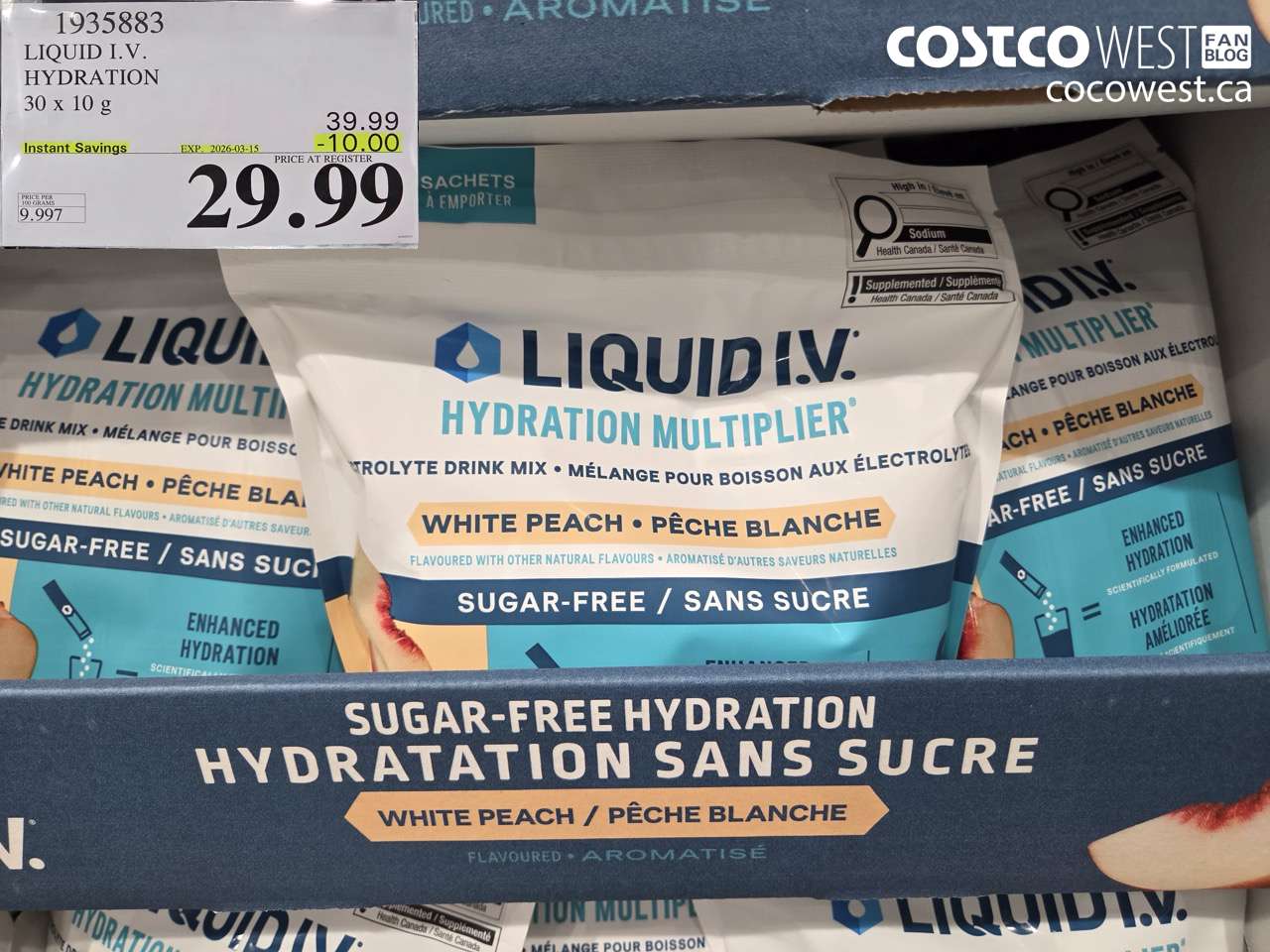 1935883 LIQUID I.V. HYDRATION 30 X 10 G ($10.00 INSTANT SAVINGS EXPIRES ON 2026-03-15) $29.99