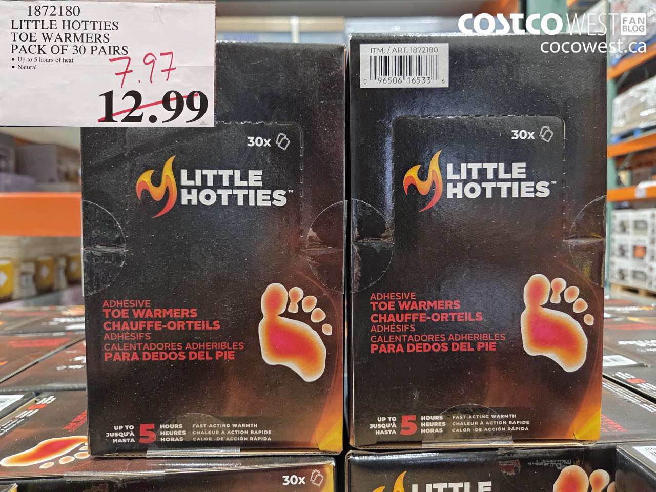1872180 LITTLE HOTTIES TOE WARMERS PACK OF 30 PAIRS $7.97