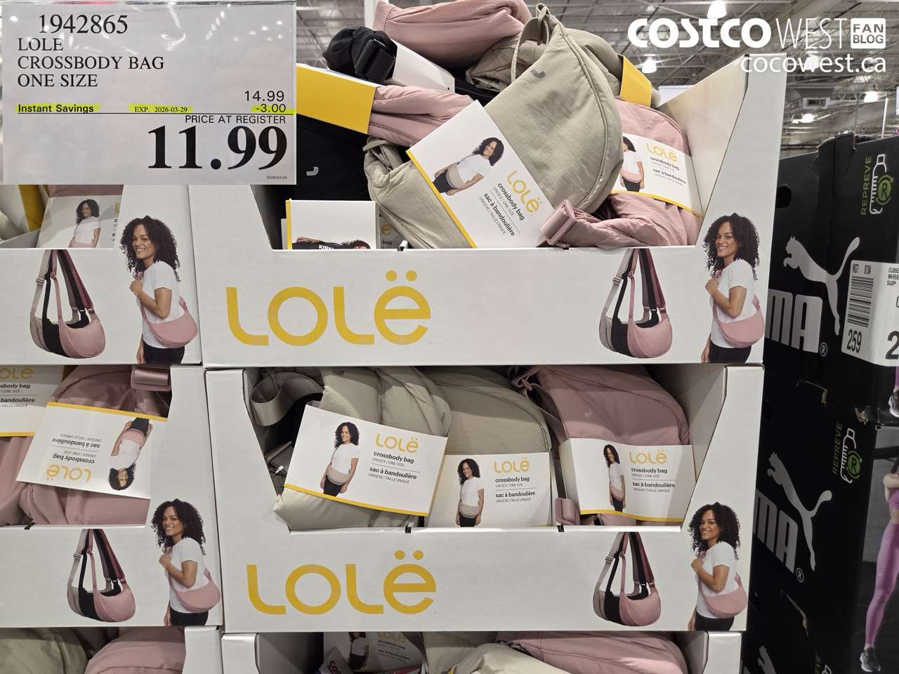 1942865 LOLE CROSSBODY BAG ONE SIZE ($3.00 INSTANT SAVINGS EXPIRES ON 2026-03-29) $11.99