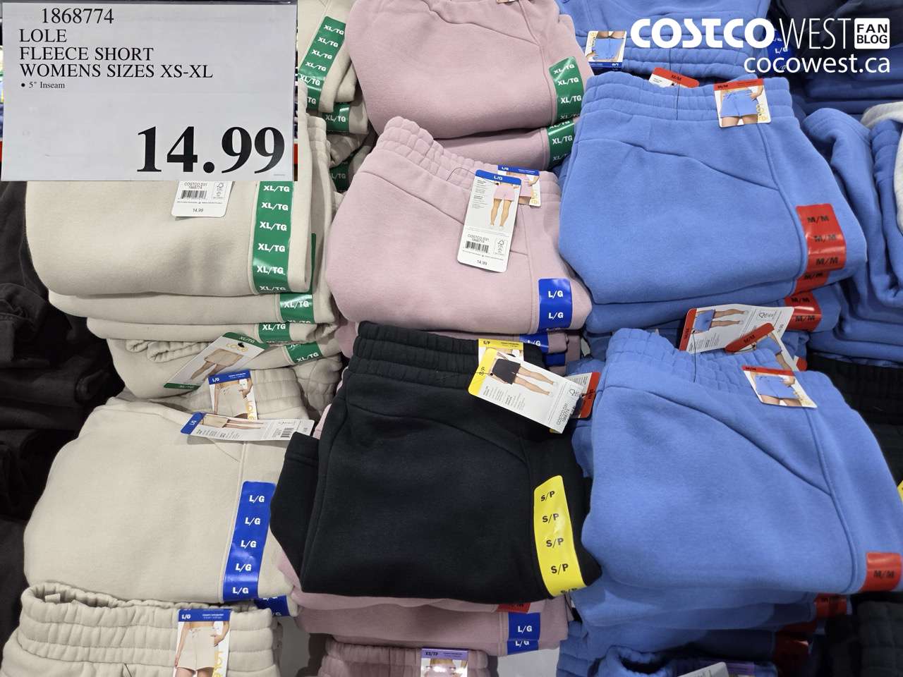 1868774 LOLE FLEECE SHORT WOMENS SIZES XS-XL $14.99