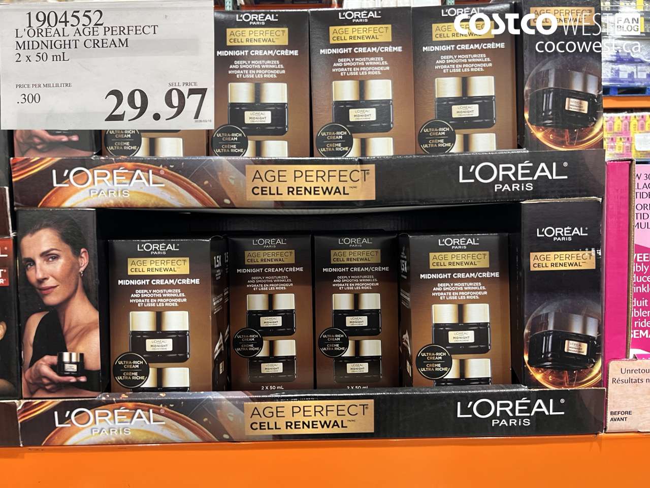 19044552 L'OREAL AGE PERFECT MIDNIGHT CREAM 2 X 50ML $29.97