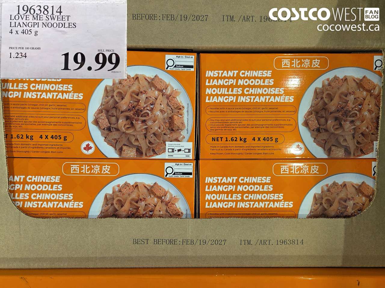 1963814 LOVE ME SWEET LIANGPI NOODLES 4 X 405G $19.99