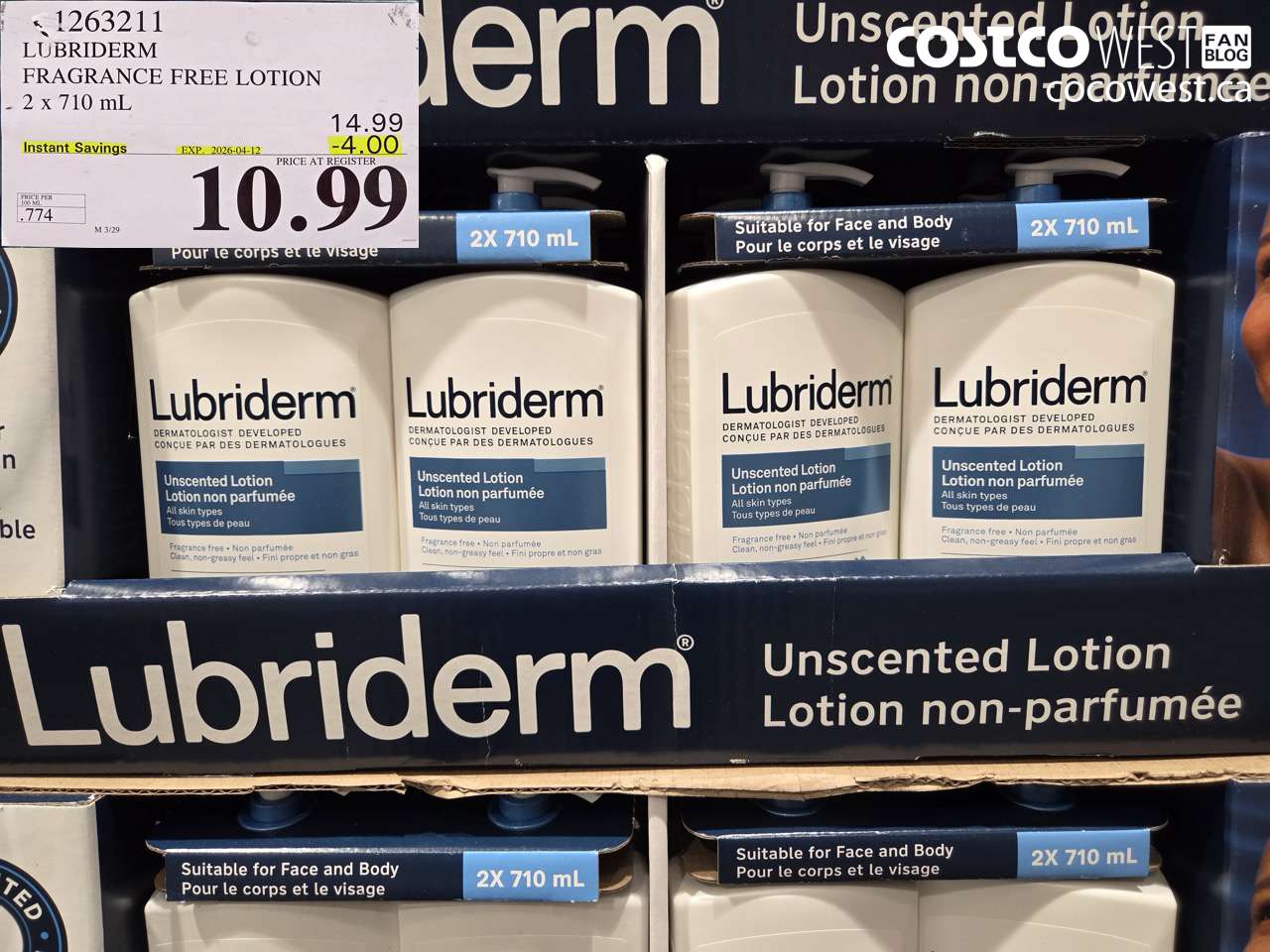 1263211 LUBRIDERM FRAGRANCE FREE LOTION 2 X 710 ML ($4.00 INSTANT SAVINGS EXPIRES ON 2026-04-12) $10.99