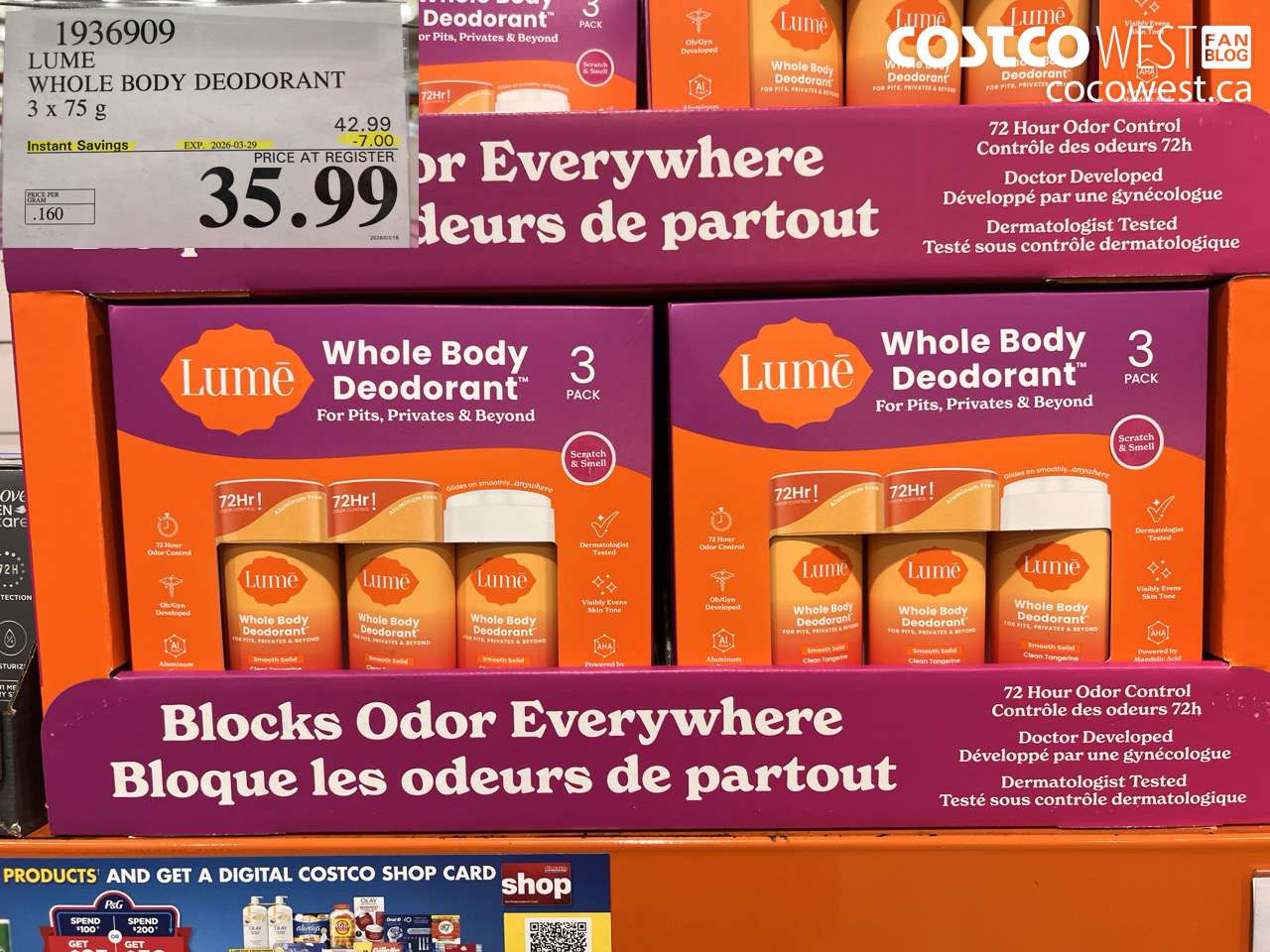 1936909 LUME WHOLE BODY DEODORANT 3 X 75 G ($7.00 INSTANT SAVINGS EXPIRES ON 2026-03-29) $35.99