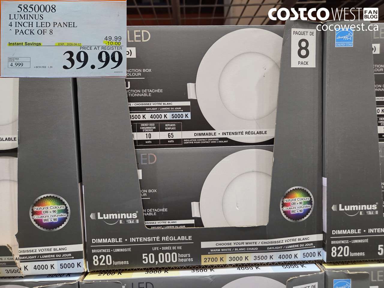 5850008 LUMINUS 4 INCH LED PANEL PACK OF 8 ($10.00 INSTANT SAVINGS EXPIRES ON 2026-04-12) $39.99