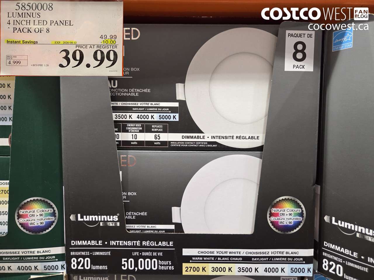 5850008 LUMINUS 4 INCH LED PANEL PACK OF 8 ($10.00 INSTANT SAVINGS EXPIRES ON 2026-04-12) $39.99