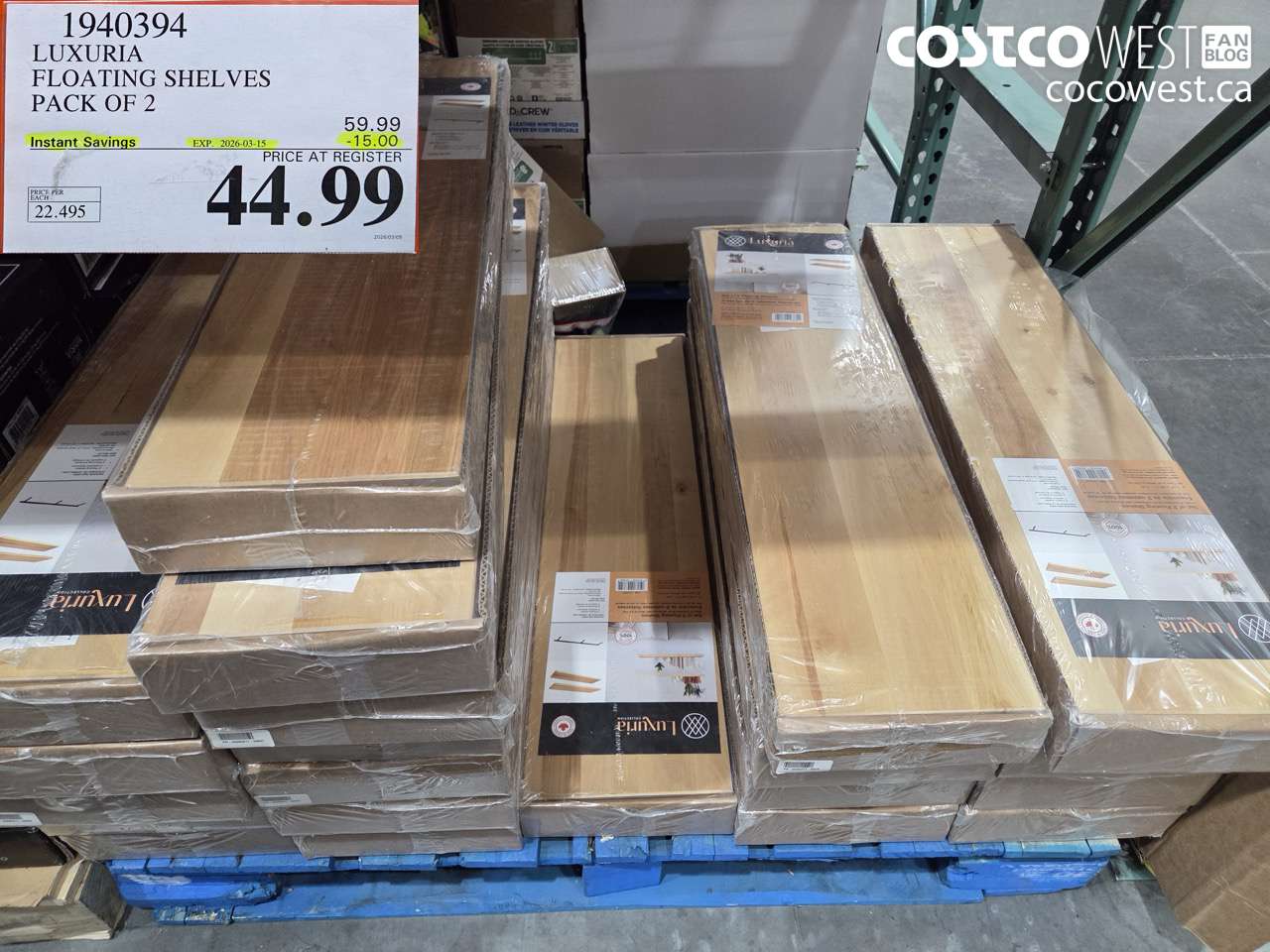 1940394 LUXURIA FLOATING SHELVES PACK OF 2 ($15.00 INSTANT SAVINGS EXPIRES ON 2026-03-15) $44.99