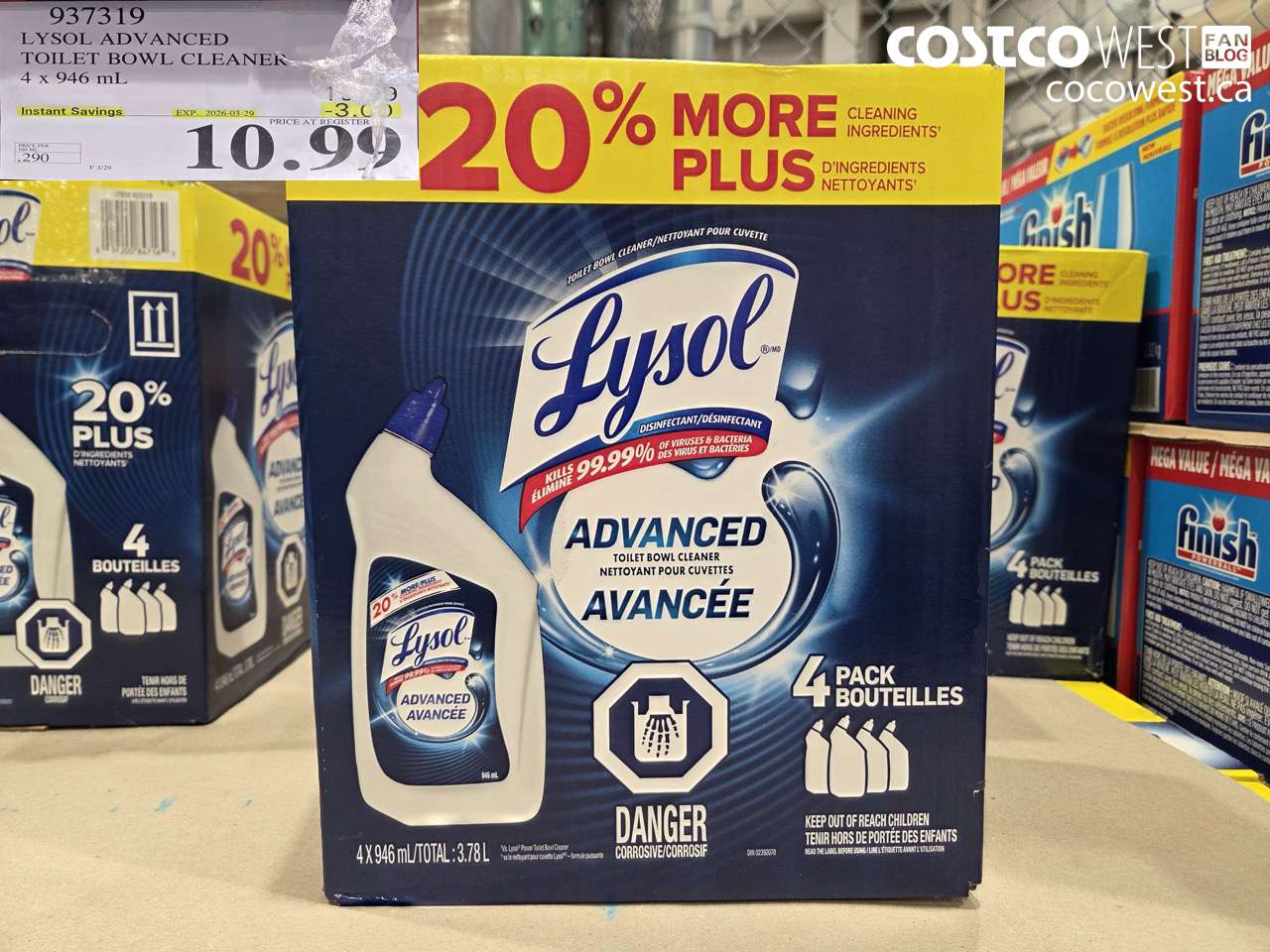 937319 LYSOL ADVANCED TOILET BOWL CLEANER 4 X 946 ML ($3.00 INSTANT SAVINGS EXPIRES ON 2026-03-29) $10.99