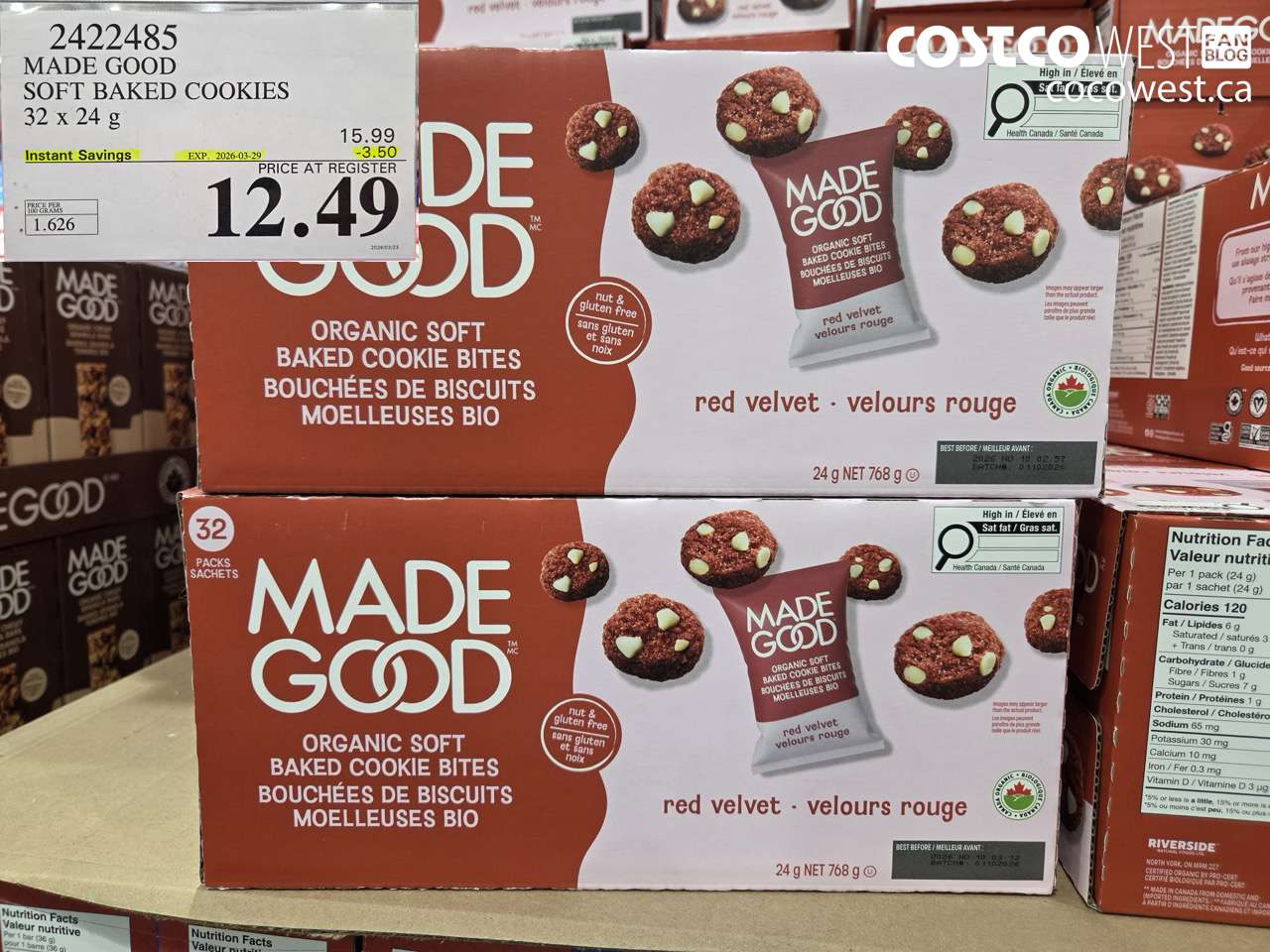 2422485 MADE GOOD SOFT BAKED COOKIES 32 X 24 G ($3.50 INSTANT SAVINGS EXPIRES ON 2026-03-29) $12.49
