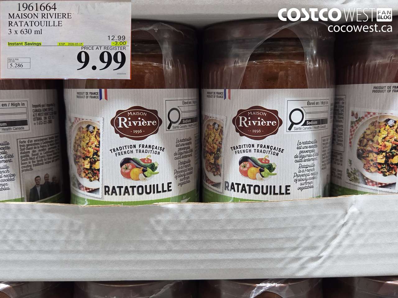 196164 MAISON RIVIERE RATATOUILLE 3 X 630 ML ($3.00 INSTANT SAVINGS EXPIRES ON 2026-03-15) $9.99