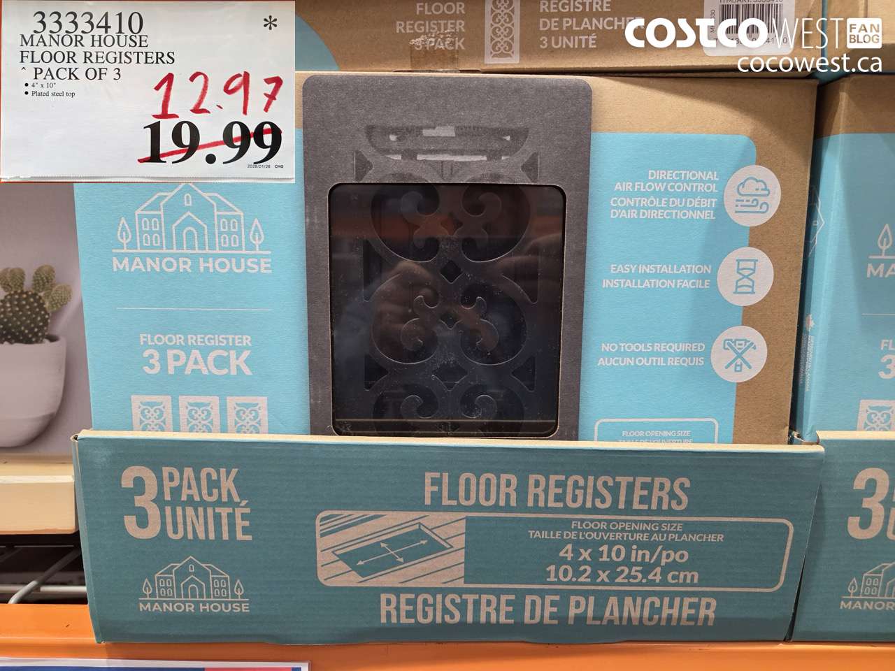 3333410 MANOR HOUSE FLOOR REGISTERS PACK OF 3 $12.97