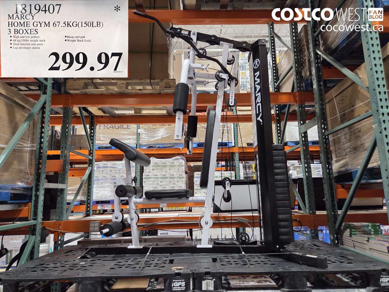1819407 MARCY HOME GYM 67.5KG(150LB) 3 BOXES $299.97