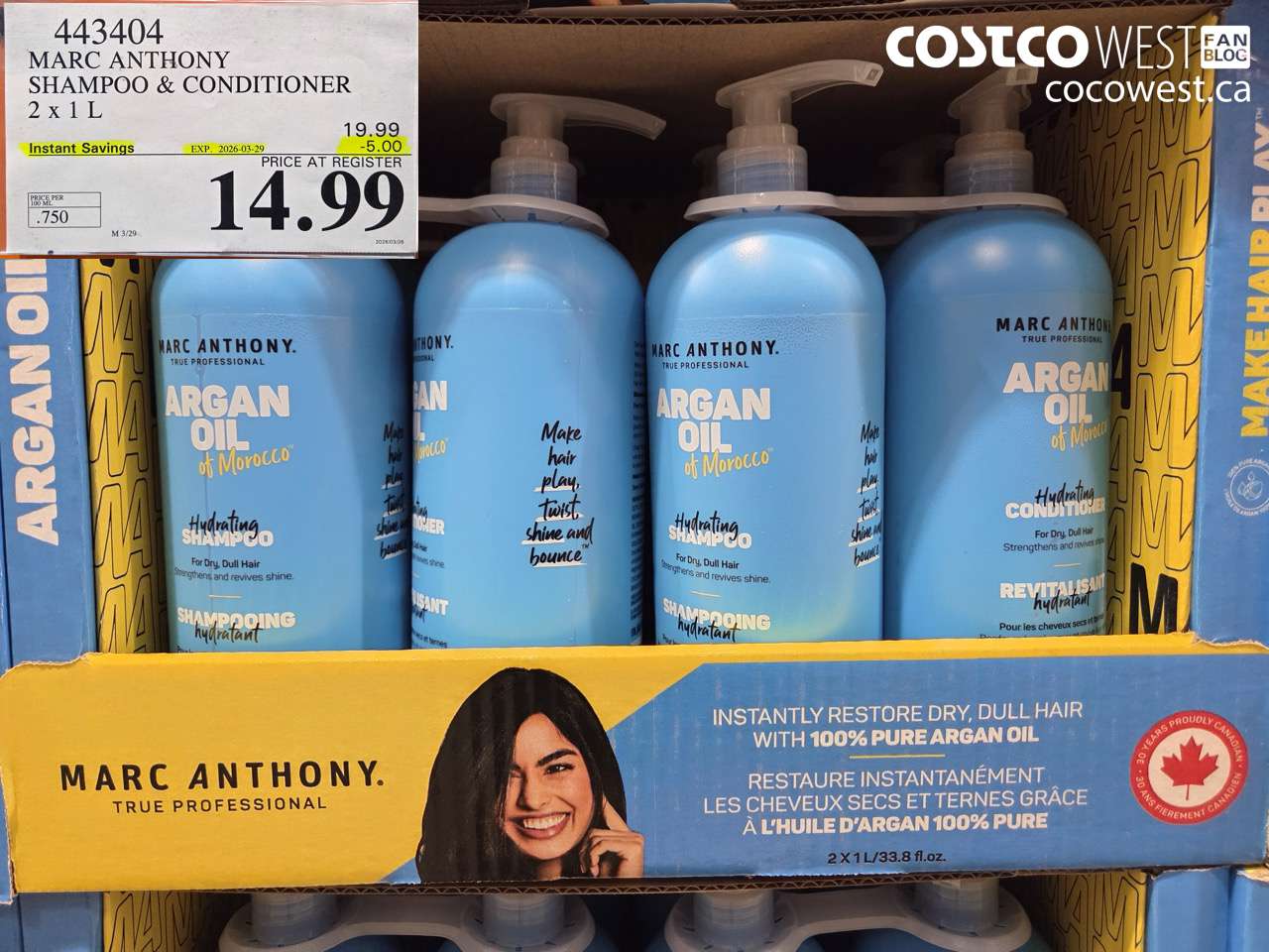 443404 MARC ANTHONY SHAMPOO & CONDITIONER 2 X 1L ($5.00 INSTANT SAVINGS EXPIRES ON 2026-03-29) $14.99