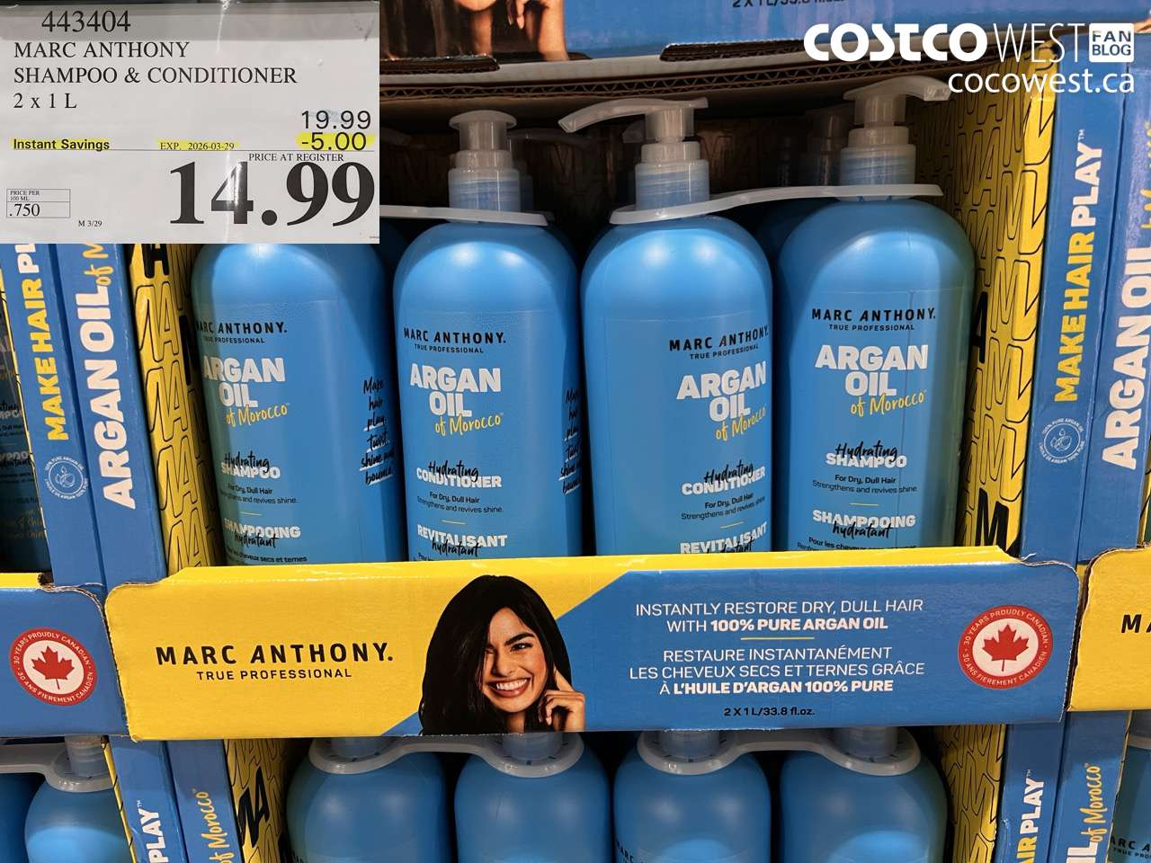 443404 MARC ANTHONY SHAMPOO & CONDITIONER 2 X 1 L ($5.00 INSTANT SAVINGS EXPIRES ON 2026-03-29) $14.99