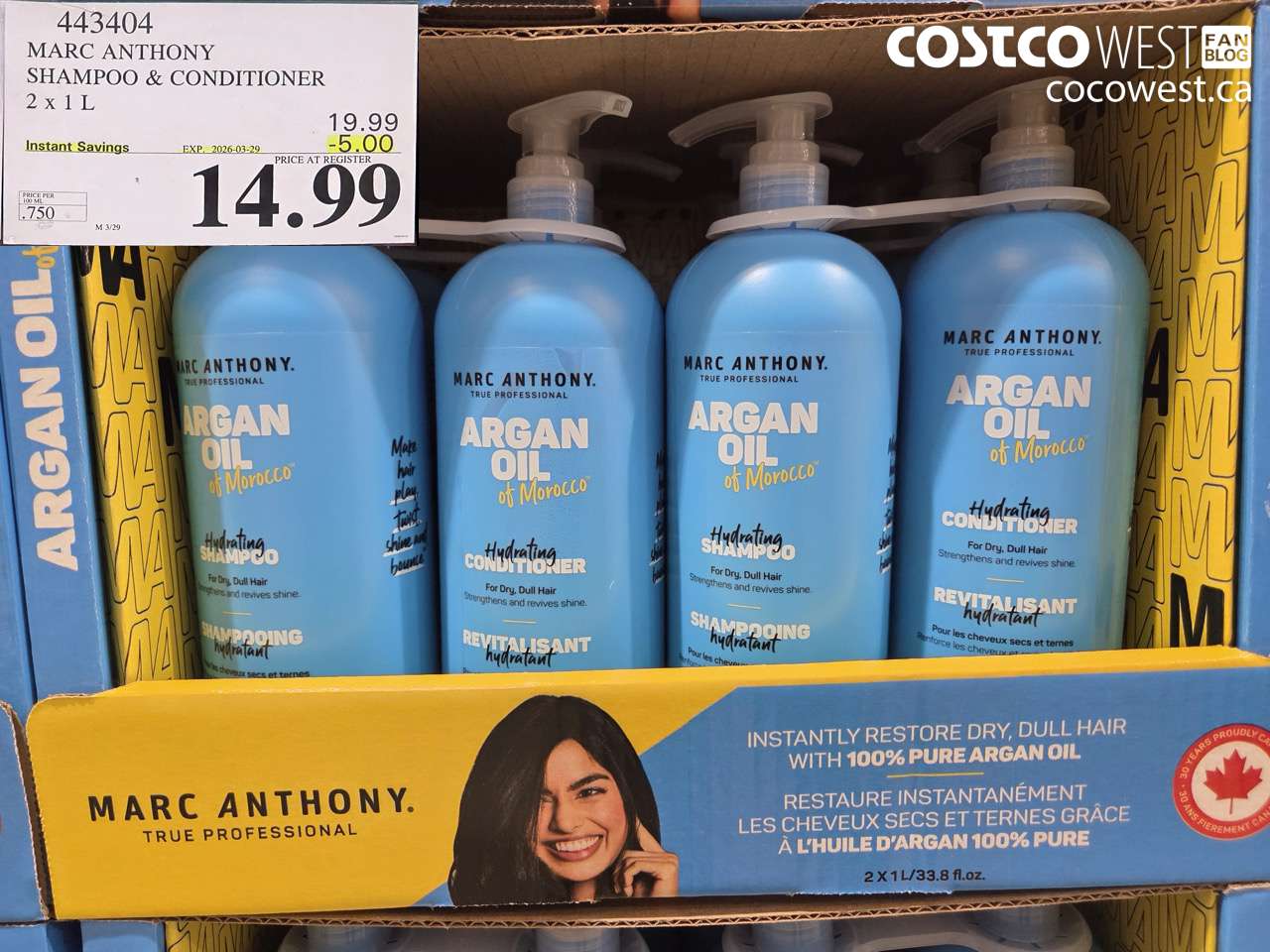 443404 MARC ANTHONY SHAMPOO & CONDITIONER 2 X 1 L ($5.00 INSTANT SAVINGS EXPIRES ON 2026-03-29) $14.99