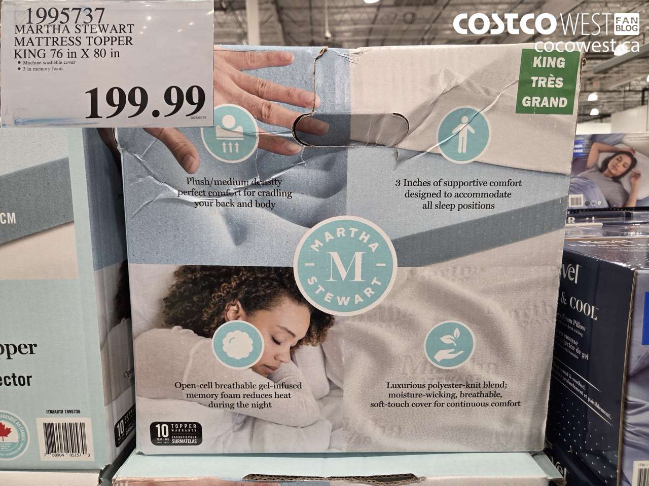 1995737 MARTHA STEWART MATTRESS TOPPER KING 76 IN X 80 IN $199.99