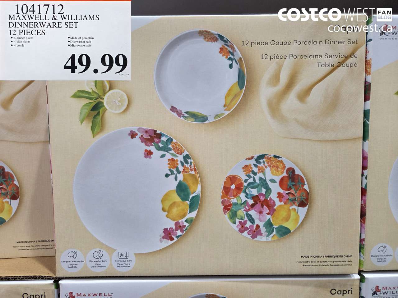 10417112 MAXWELL & WILLIAMS DINNERWARE SET 12 PIECES $49.99