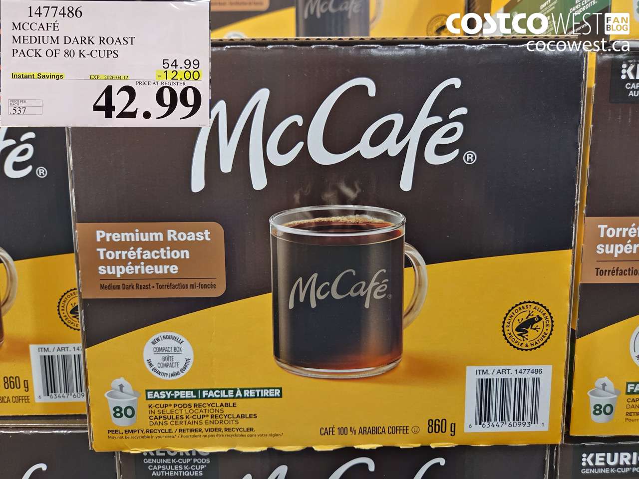 1477486 MCCAFE MEDIUM DARK ROAST PACK OF 80 K-CUPS ($12.00 INSTANT SAVINGS EXPIRES ON 2026-04-12) $42.99